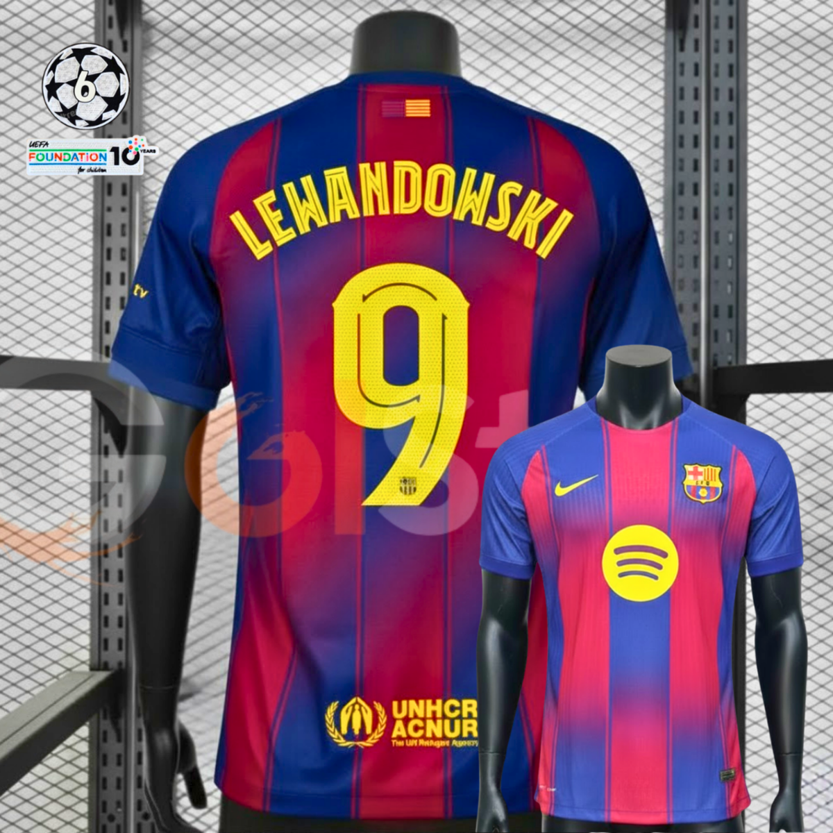 FC Barcelona 2025-26 Home Professional Jersey | #9 Robert Lewandowski | UCL