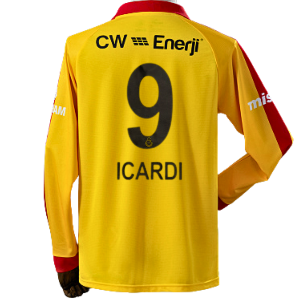 Maillot de Football Rétro Icardi N°9 Galatasaray 25/26 Manches Longues Jaune – Unisexe Tailles S–3XL