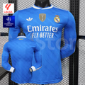 2025/26 Real Madrid Player Version Third Blue Long Sleeve Jersey UCL & La Liga Personalized