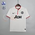 Manchester United 2013-2014 Retro White Away Short Sleeve Jersey Personalized PL UCL Patch Rare