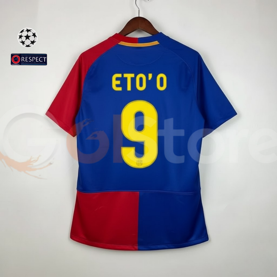 FC Barcelona 2008/09 Retro Home UCL Final No.9 Eto'o Jersey – Champions League Short Sleeve Football Shirt S–2XL
