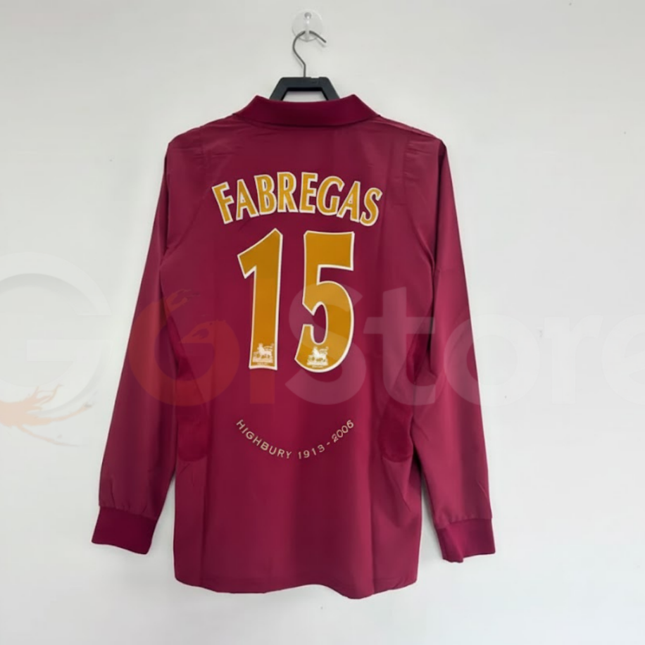 Arsenal FC 2005/06 Retro Home Long Sleeve No.15 Fabregas Jersey – Highbury Final Season Football Shirt S–2XL