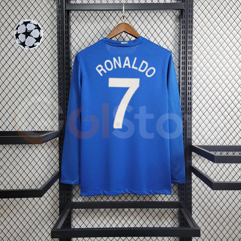 Manchester United 2008-2009 Retro Away UCL Jersey #7 Cristiano Ronaldo – Long Sleeve Classic Football Shirt S-2XL