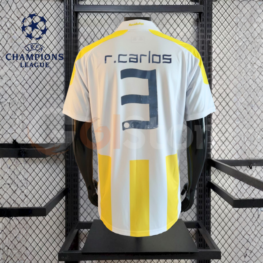 Fenerbahçe 2007-2008 Retro UCL Away Jersey #3 Roberto Carlos – Short Sleeve Classic Football Shirt S-2XL