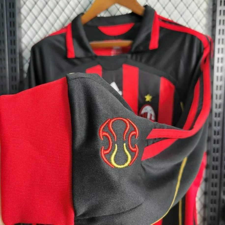 AC Milan 2006-07 Retro Home Jersey #3 Maldini Long Sleeve – Classic Serie A Kit