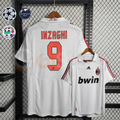 AC Milan 2007-08 Retro Away Jersey #9 Filippo Inzaghi – Classic White Short Sleeve Football Shirt

