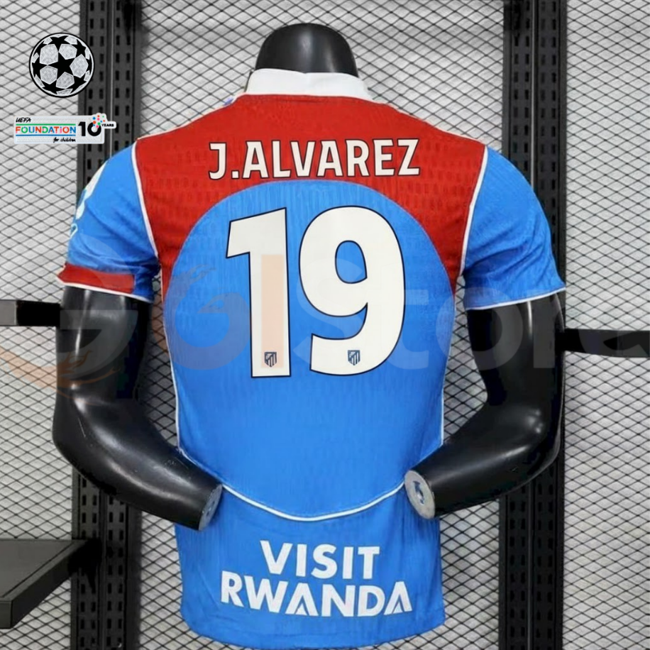 Atletico Madrid 2025/26 Third Away UCL No.19 J. Alvarez Jersey – Short Sleeve Football Shirt S–2XL