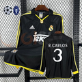 Real Madrid 1998 1999 Retro Black UEFA Champions League Roberto Carlos 3 Long Sleeve Football Jersey