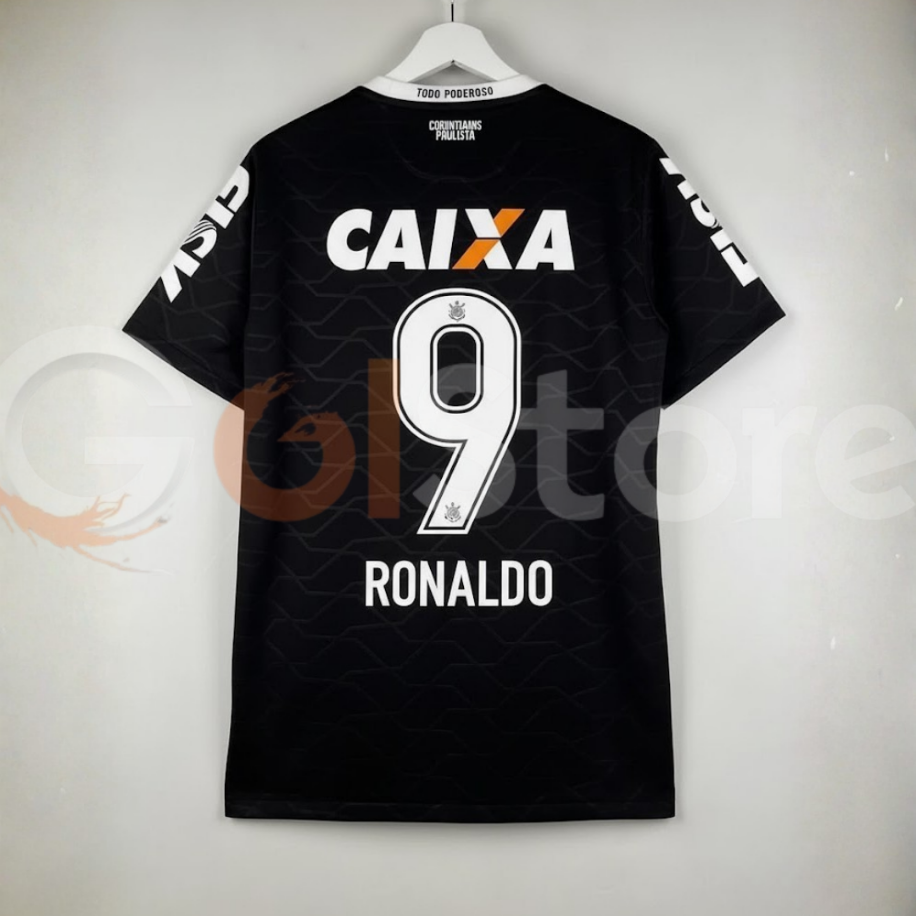 Corinthians 2008 Retro Away Jersey #9 Ronaldo Nazário – El Fenómeno Classic Short Sleeve Football Shirt
