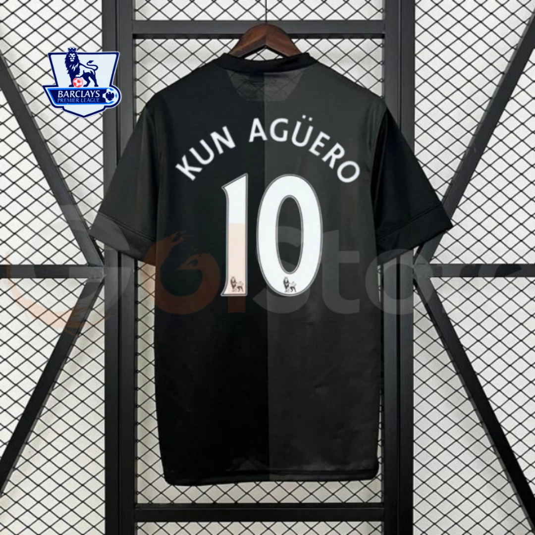 Manchester City 2013-2014 Retro Away Short Sleeve Jersey #10 Kun Aguero Personalized PL Patch Rare