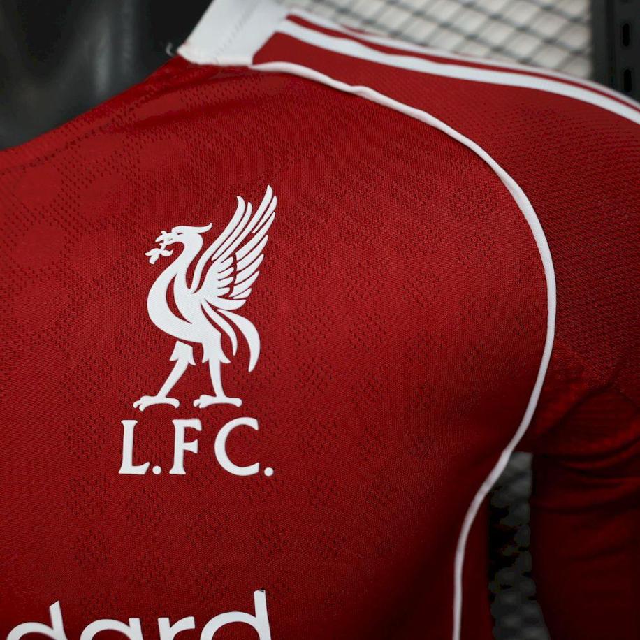 2025-2026 Liverpool Player Version Home Long Sleeve Jersey Personalized UCL Patch