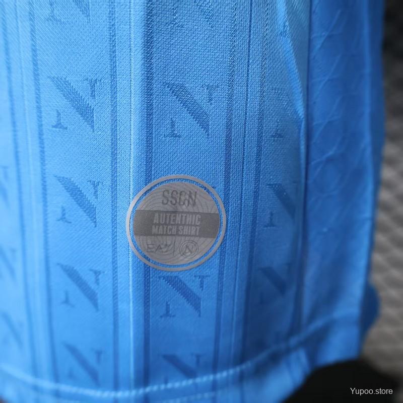 2025-2026 SSC Napoli Player Version Home Short Sleeve Jersey Personalized UCL Serie A Patch