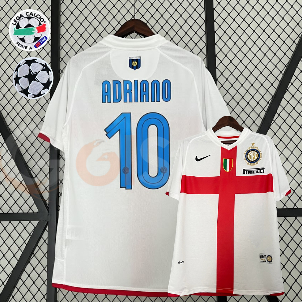 Inter Milan 2007-2008 Retro Third Away Short Sleeve Jersey #10 Adriano Serie A UCL Patch Personalized Rare
