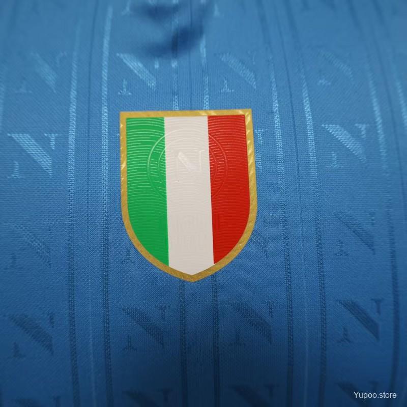 2025-2026 SSC Napoli Player Version Home Short Sleeve Jersey Personalized UCL Serie A Patch