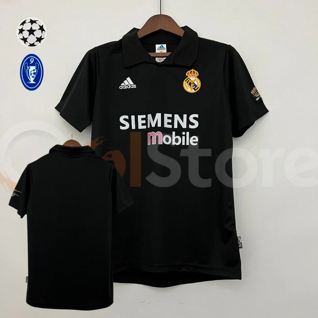 2002/03 Real Madrid Retro Away Black Jersey UCL Patch Personalized