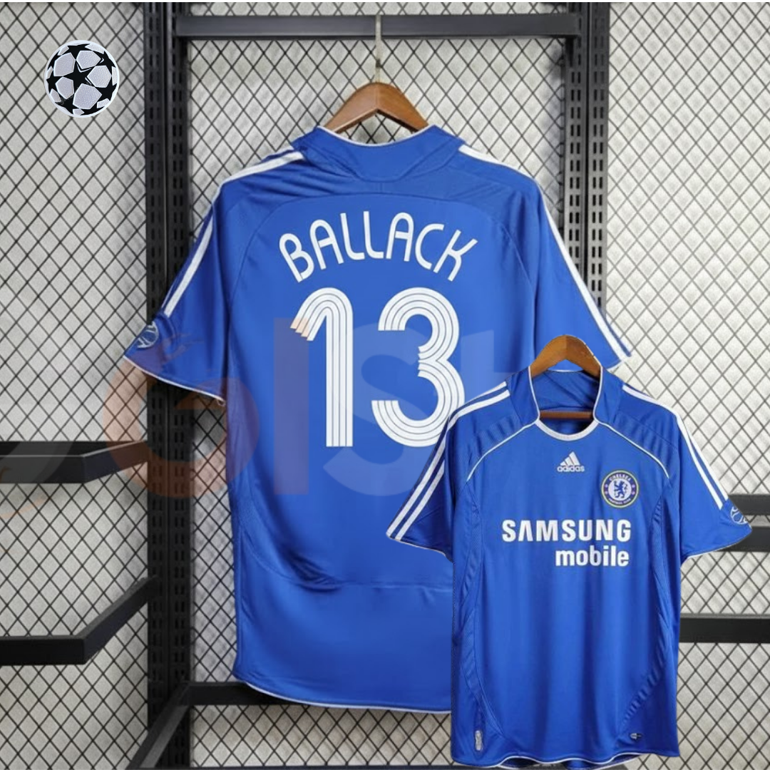 Chelsea FC 2006-2007 Retro Home Short Sleeve Jersey #13 Ballack Personalized UCL Patch Rare