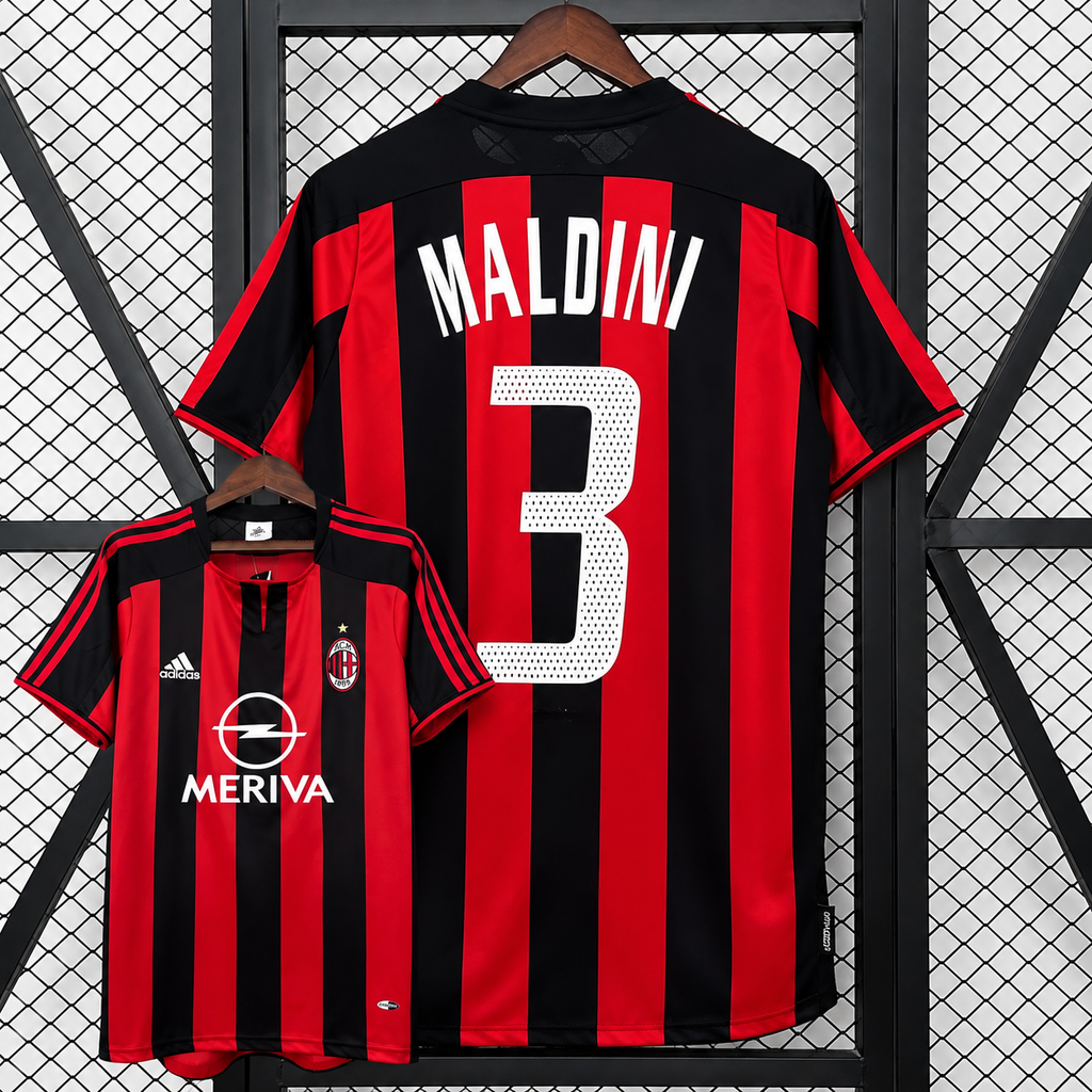 Retro AC Milan 2003-04 Home Jersey Short Sleeve #3 Maldini