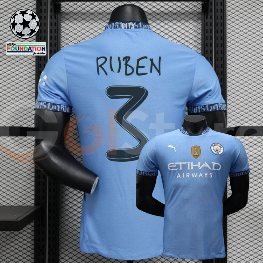 Man City 24-25 Home Player Jersey Ruben #3 UCL