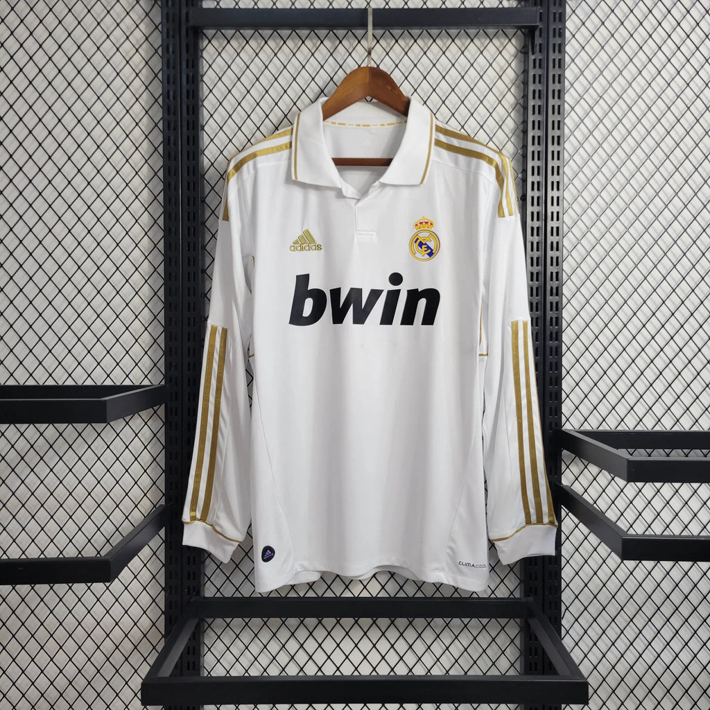2011/12 Real Madrid Retro Home White Long Sleeve Jersey UCL Patch Personalized