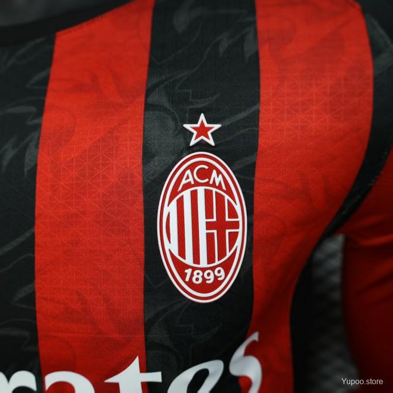 AC Milan 2025-26 Home Jersey – Custom Name & Number | Long Sleeve | S–2XL