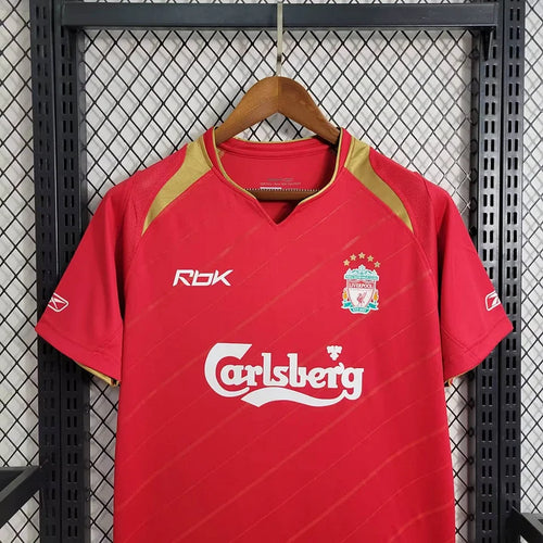 2005-2006 Liverpool Retro Red Home Short Sleeve Jersey #11 Fowler Personalized UCL Patch