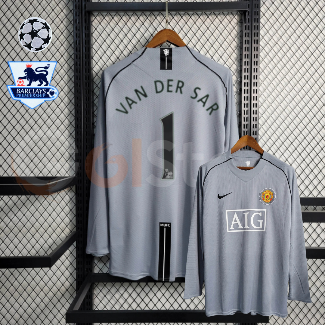 Manchester United 2007-2008 Retro GK Long Sleeve Jersey #1 Van der Sar Personalized PL Rare