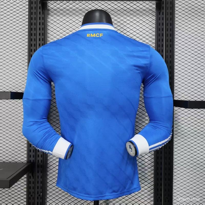 2025/26 Real Madrid Player Version Third Blue Long Sleeve Jersey UCL & La Liga Personalized