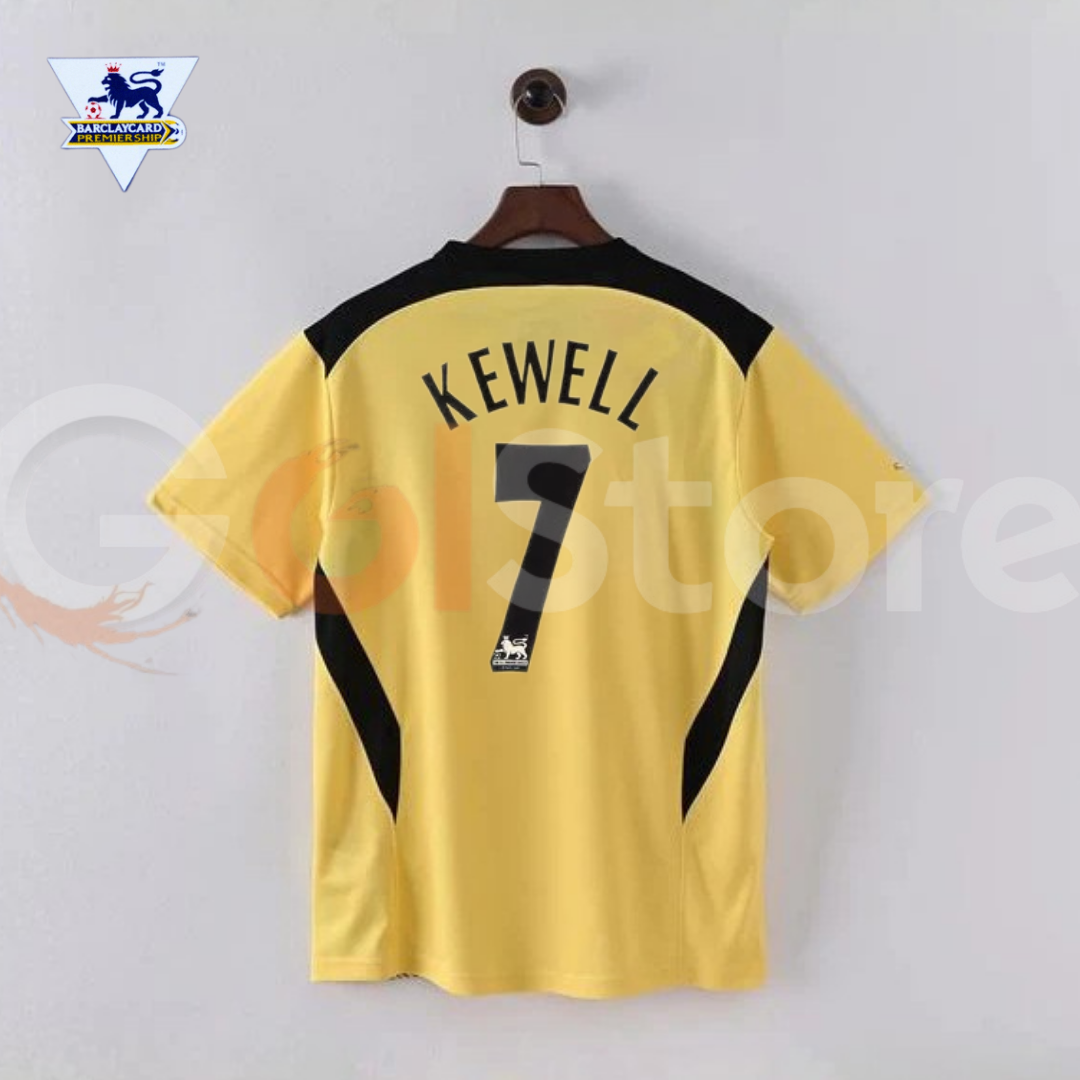 2004-2005 Liverpool Retro Yellow Away Short Sleeve Jersey #7 Kewell Personalized PL Patch