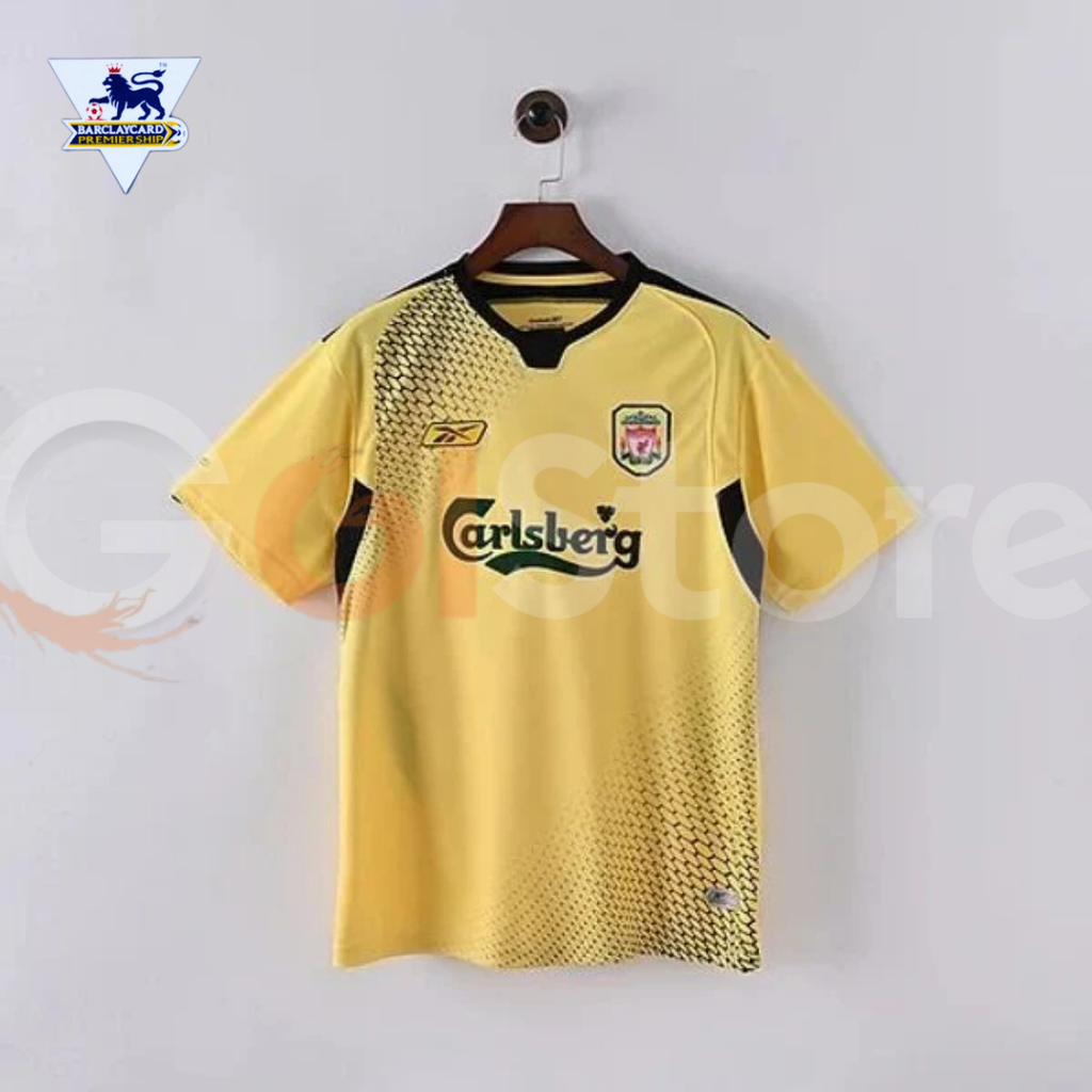 2004-2005 Liverpool Retro Yellow Away Short Sleeve Jersey #8 Gerrard Personalized PL Patch