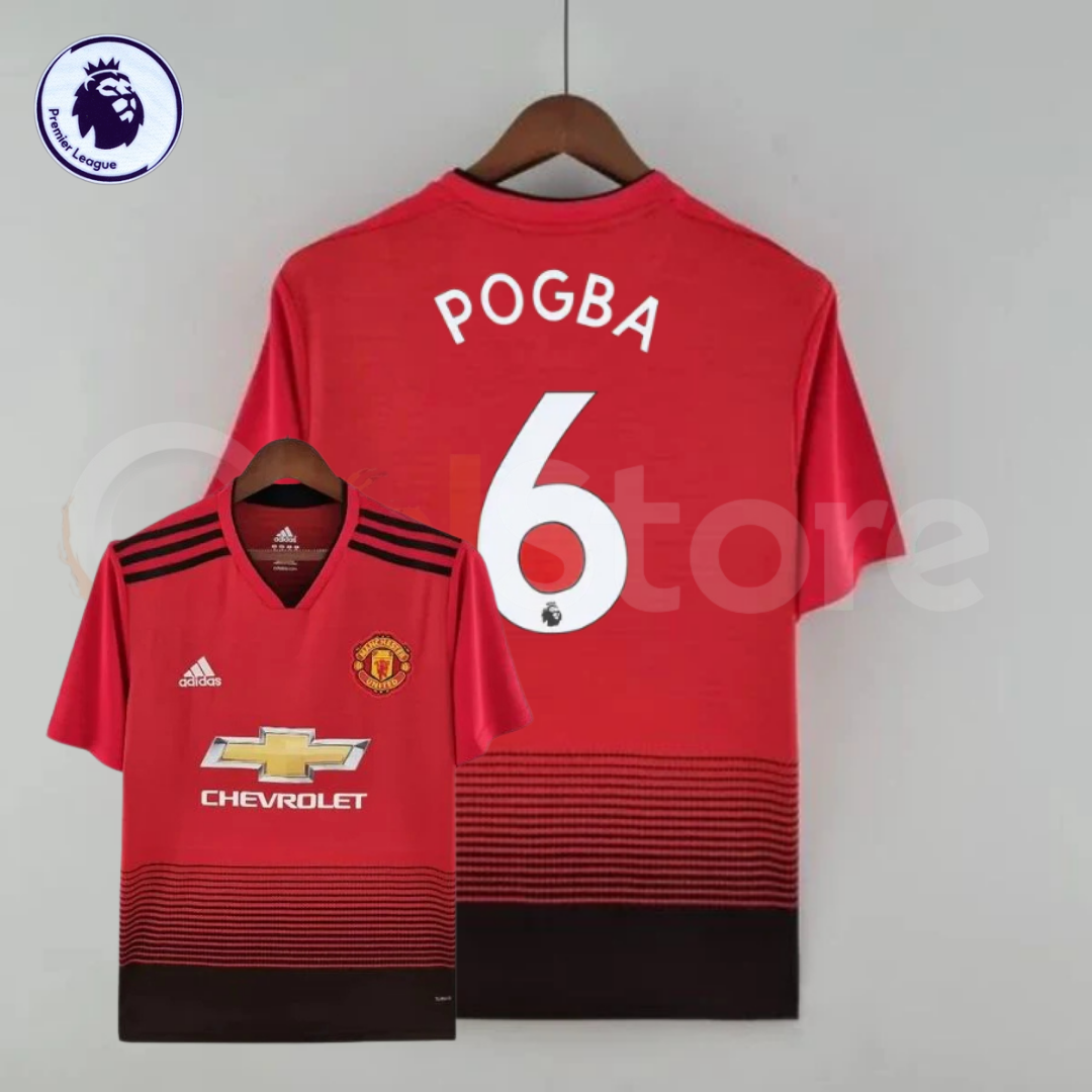 Manchester United 2018-2019 Retro Home Jersey #6 Pogba Personalized PL Patch Rare