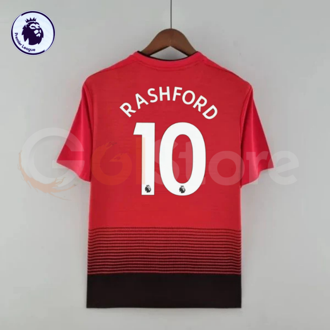 Manchester United 2018-2019 Retro Home Jersey #10 Rashford Personalized PL Patch Rare