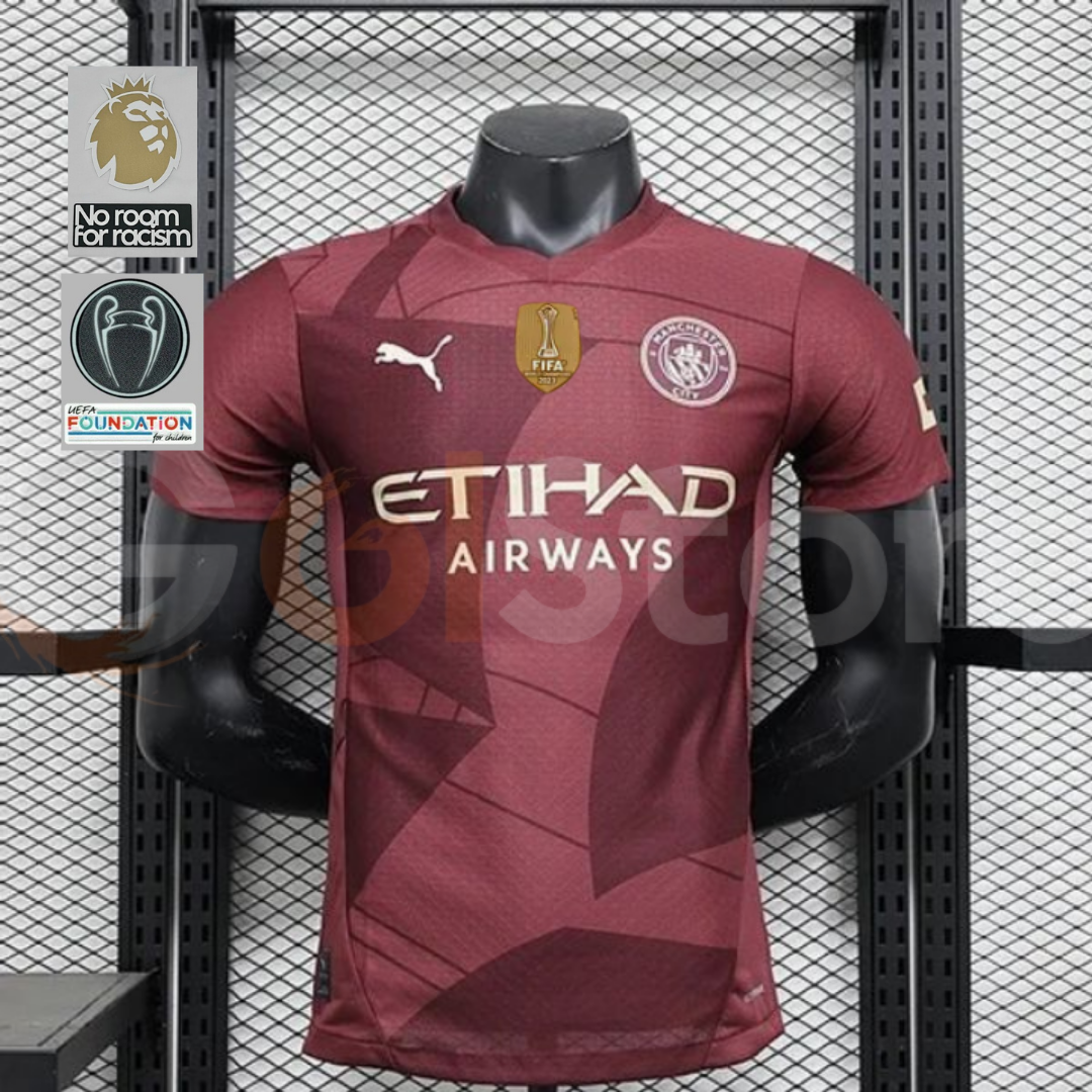 Manchester City 2024-2025 Away Short Sleeve Player Version Jersey UCL Premier League Patch Personalized S-2XL