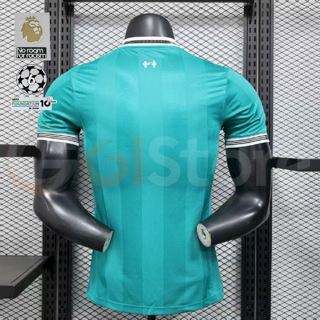 2025-2026 Liverpool Player Version Green Third Short Sleeve Jersey Personalized PL UCL Patch