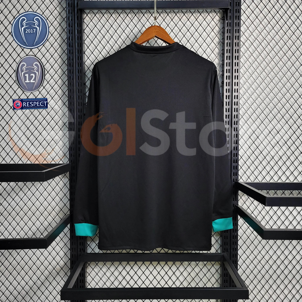 2017/18 Real Madrid Retro Away Black Jersey Long Sleeve UCL Personalized