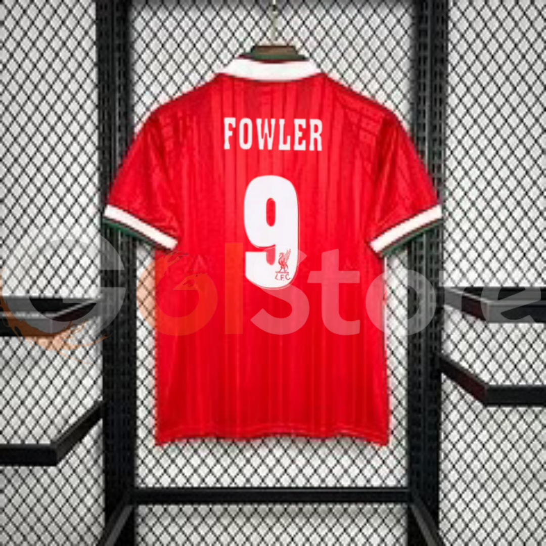 1993-1995 Liverpool Retro Red Home Short Sleeve Jersey #9 Fowler Personalized PL UCL Patch