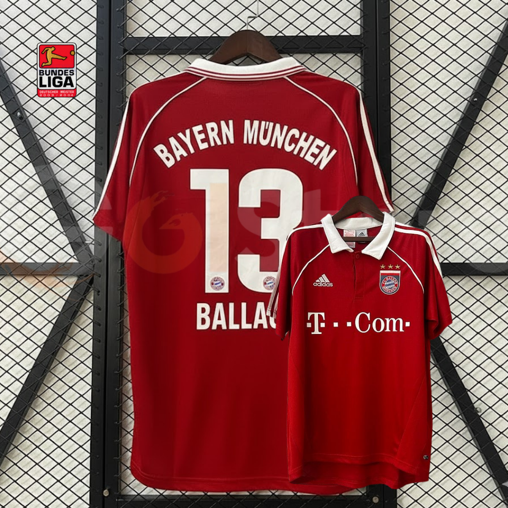 Bayern Munich 2005-2006 Retro Home Short Sleeve Jersey #13 Ballack Bundesliga Patch Personalized Rare