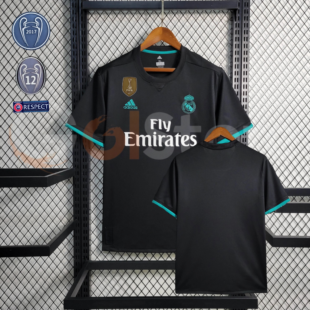 2017/18 Real Madrid Retro Away Black Jersey UCL Personalized