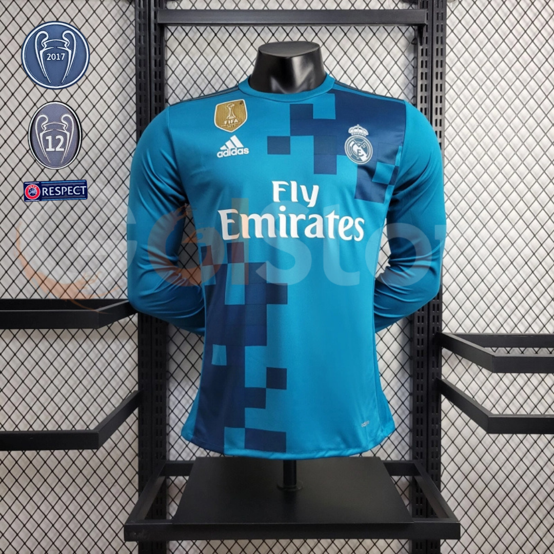 2017/18 Real Madrid Retro Third Blue Jersey Long Sleeve #7 Ronaldo UCL Personalized