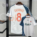 2006-2007 Liverpool Retro White Away Short Sleeve Jersey #8 Gerrard Personalized UCL Patch