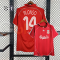 2006-2007 Liverpool Retro Red Home Short Sleeve Jersey #14 Alonso Personalized UCL Patch