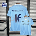 Manchester City 2011-2012 Retro Home Short Sleeve Jersey #16 Kun Aguero Personalized PL Patch Rare