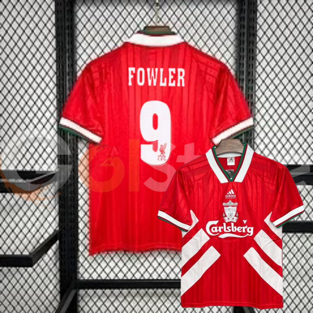 1993-1995 Liverpool Retro Red Home Short Sleeve Jersey #9 Fowler Personalized PL UCL Patch