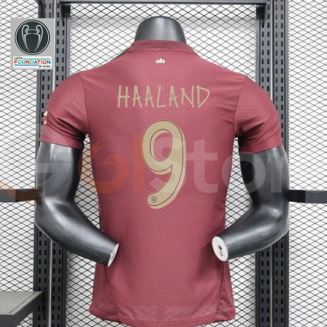 Manchester City 2024-2025 Away Short Sleeve Player Version Jersey #9 Haaland UCL Patch Personalized S-2XL