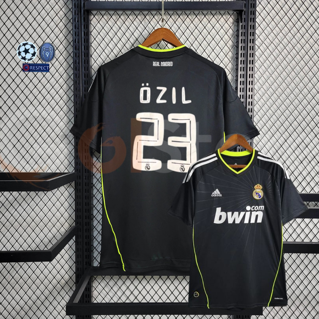 2010/11 Real Madrid Retro Away Black Jersey #23 Ozil UCL Personalized