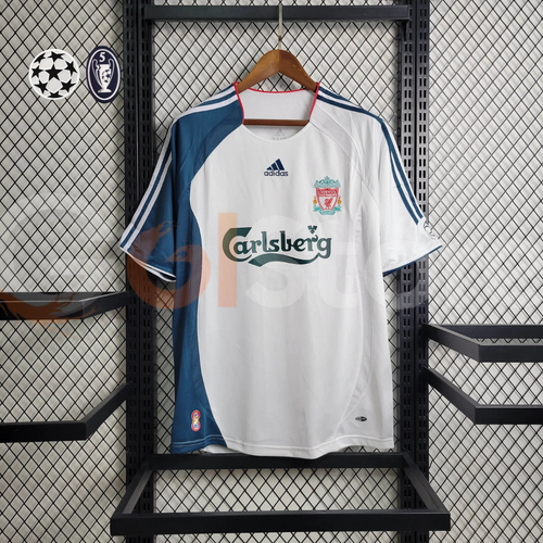 2006-2007 Liverpool Retro White Away Short Sleeve Jersey #14 Alonso Personalized UCL Patch