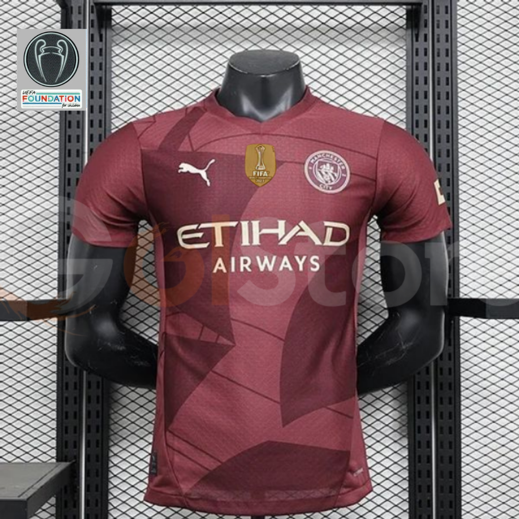 Manchester City 2024-2025 Away Short Sleeve Player Version Jersey #9 Haaland UCL Patch Personalized S-2XL