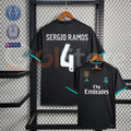 2017/18 Real Madrid Retro Away Black Jersey #4 Sergio Ramos UCL Personalized