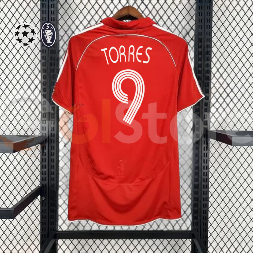 2006-2007 Liverpool Retro Red Home Short Sleeve Jersey #9 Torres Personalized UCL Patch