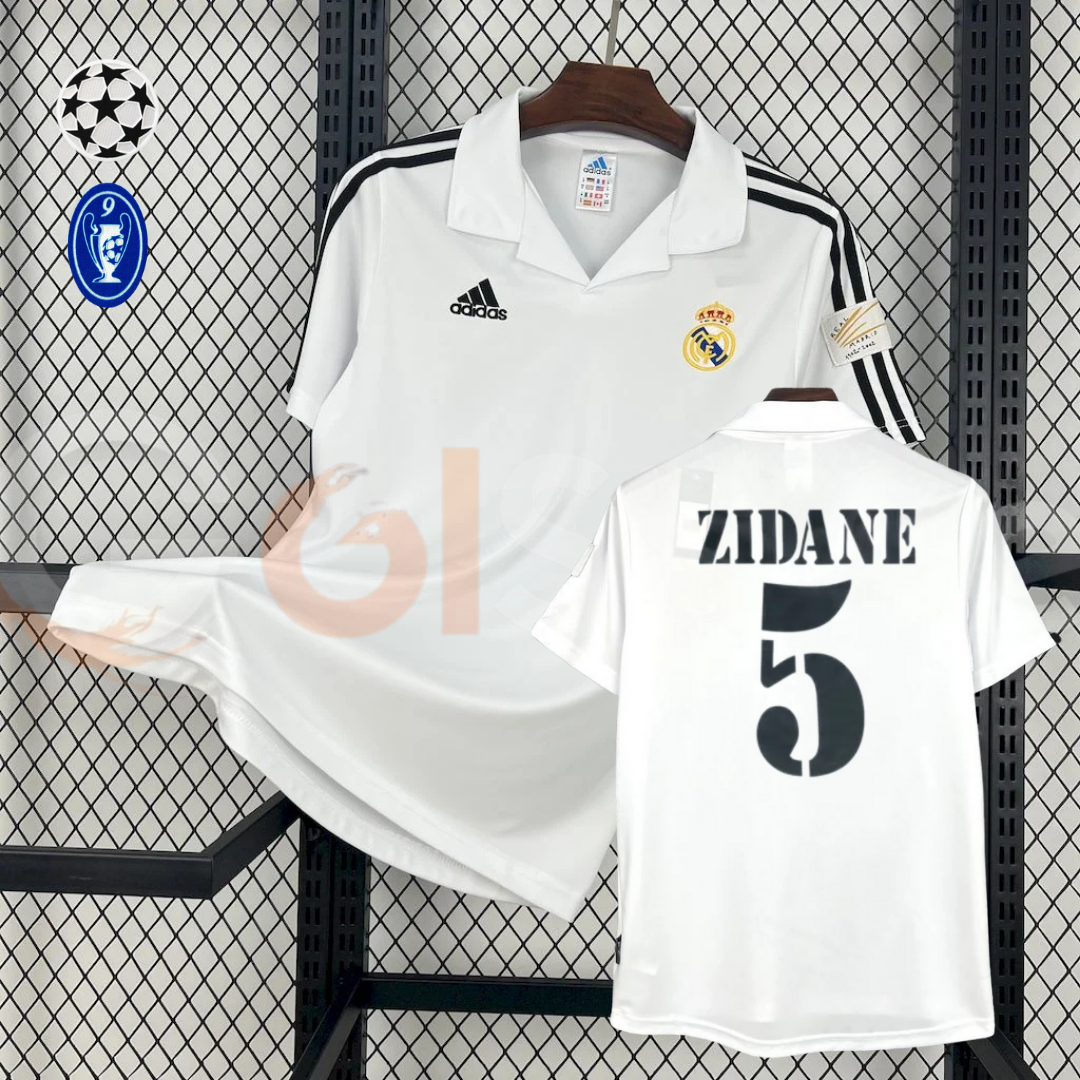 2002/03 Real Madrid Retro Home Jersey #5 Zidane UCL & La Liga Patch Personalized