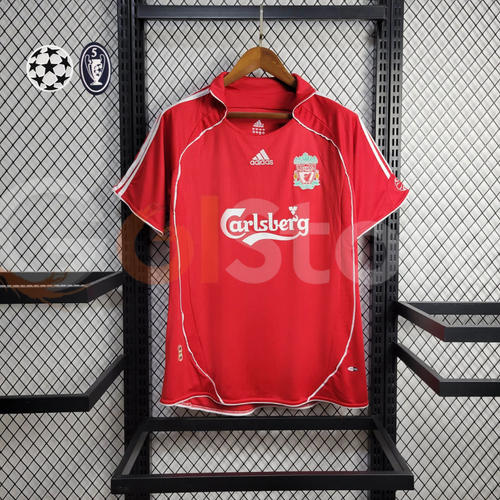 2006-2007 Liverpool Retro Red Home Short Sleeve Jersey #8 Gerrard Personalized UCL Patch